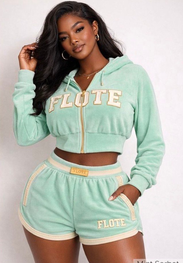 FLOTE Mint Zipped Cropped Long Sleeve Hoodie
