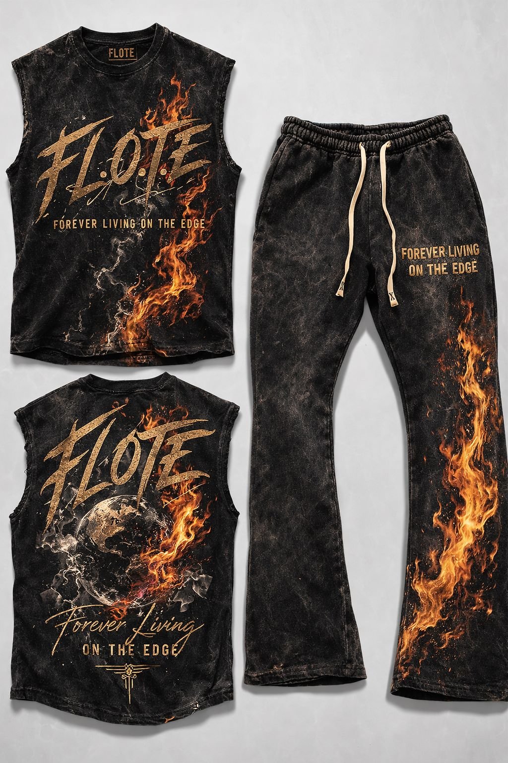 FLOTE Vintage Flare Joggers and Sleeveless Shirt